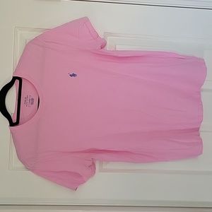 Polo RALPH LAUREN pinkt-shirt crew neck w/blue stitched pony on front left chest